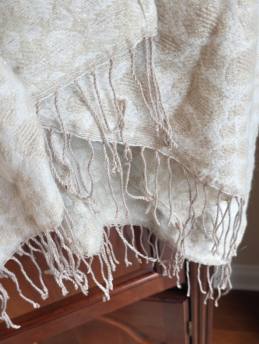 Cato Sparkly Leopard Print Fringed Wrap - Picture 3 of 5